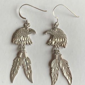 Sterling silver bald eagle earrings